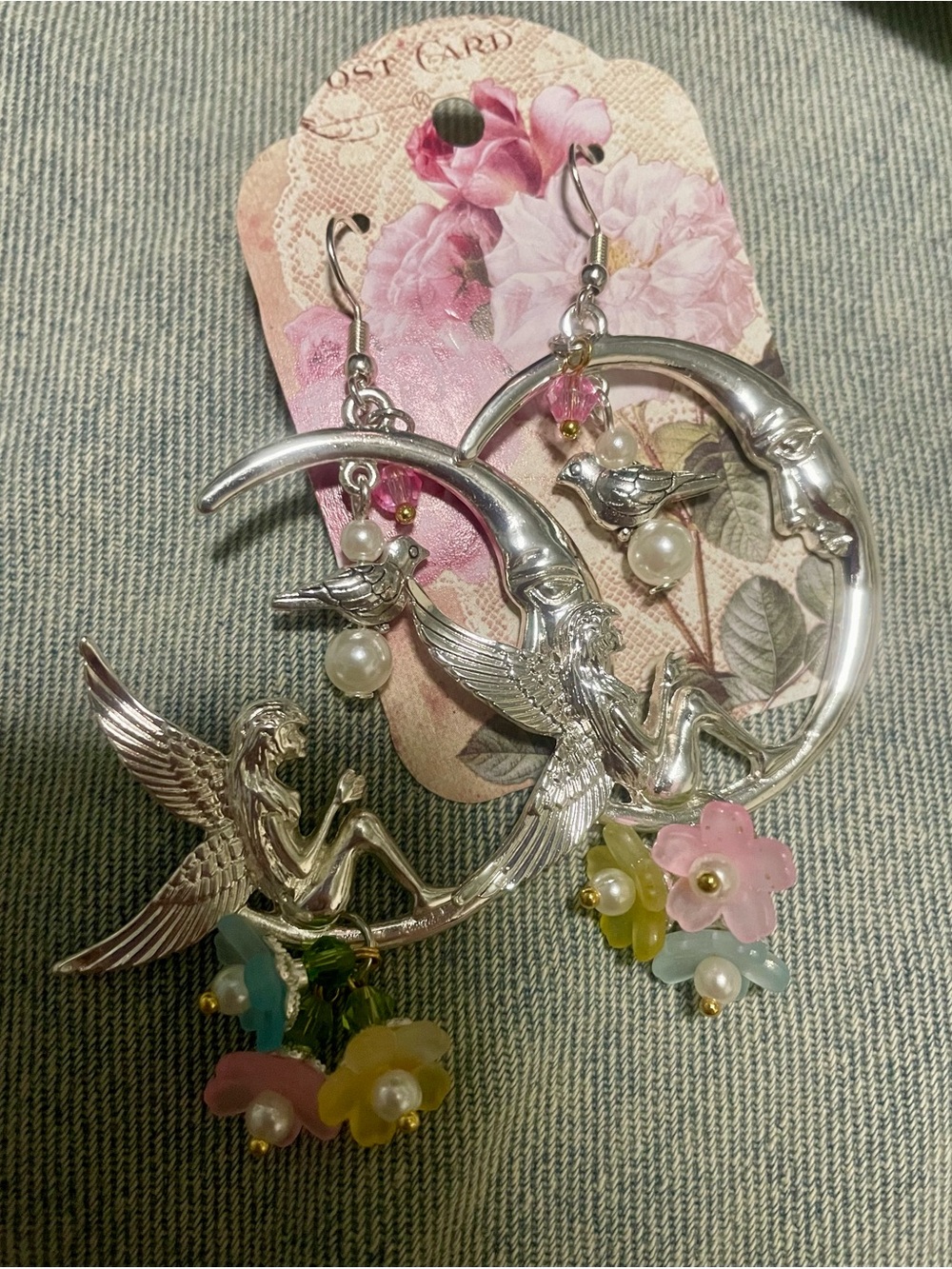 Moon Fairy Earrings Hand Crafted OOAK
